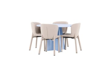 Matgrupp Bootcut Runt 110 cm Babyblå med 4st Astoria Stolar Beige - Beige - Möbler - Bord & matgrupp - Matgrupp