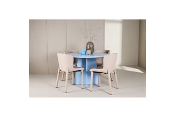 Matgrupp Bootcut Runt 110 cm Babyblå med 4st Astoria Stolar Beige - Beige - Möbler - Bord & matgrupp - Matgrupp