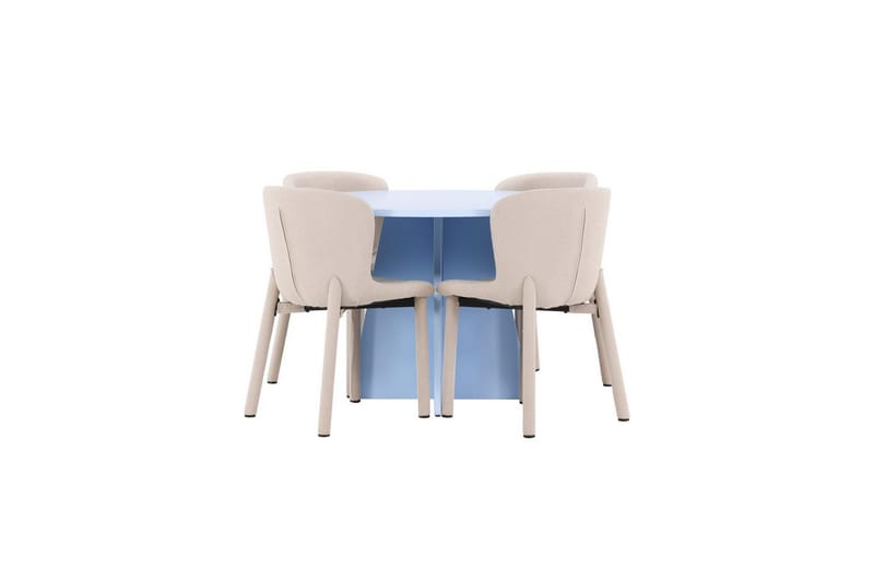 Matgrupp Bootcut Runt 110 cm Babyblå med 4st Astoria Stolar Beige, Beige