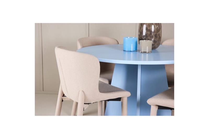 Matgrupp Bootcut Runt 110 cm Babyblå med 4st Astoria Stolar Beige - Beige - Möbler - Bord & matgrupp - Matgrupp