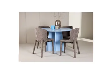 Matgrupp Bootcut Runt 110 cm Babyblå med 4st Astoria Stolar Brun - Brun - Möbler - Bord & matgrupp - Matgrupp