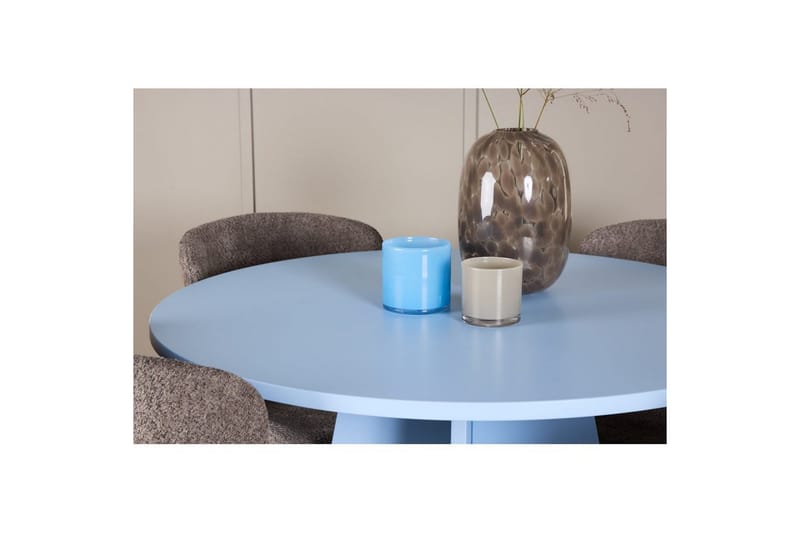 Matgrupp Bootcut Runt 110 cm Babyblå med 4st Astoria Stolar Brun - Brun - Möbler - Bord & matgrupp - Matgrupp