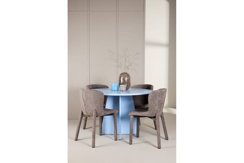 Matgrupp Bootcut Runt 110 cm Babyblå med 4st Astoria Stolar Brun - Brun - Möbler - Bord & matgrupp - Matgrupp