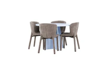 Matgrupp Bootcut Runt 110 cm Babyblå med 4st Astoria Stolar Brun - Brun - Möbler - Bord & matgrupp - Matgrupp