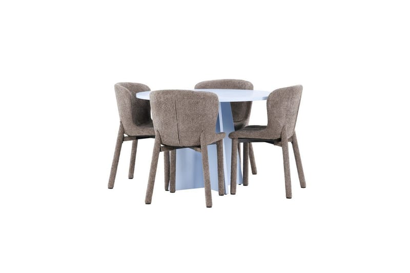 Matgrupp Bootcut Runt 110 cm Babyblå med 4st Astoria Stolar Brun - Brun - Möbler - Bord & matgrupp - Matgrupp