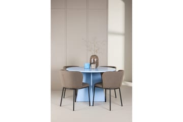 Matgrupp Bootcut Runt 110 cm Babyblå med 4st Edina Stolar Svart / Brun - Svart / Brun - Möbler - Bord & matgrupp - Matgrupp