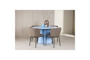 Matgrupp Bootcut Runt 110 cm Babyblå med 4st Edina Stolar Svart / Brun - Svart / Brun - Möbler - Bord & matgrupp - Matgrupp