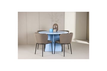 Matgrupp Bootcut Runt 110 cm Babyblå med 4st Edina Stolar Svart / Brun - Svart / Brun - Möbler - Bord & matgrupp - Matgrupp