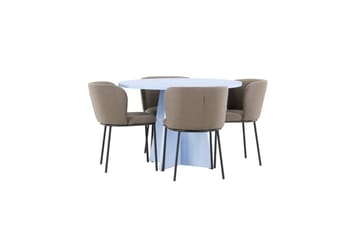 Matgrupp Bootcut Runt 110 cm Babyblå med 4st Edina Stolar Svart / Brun - Svart / Brun - Möbler - Bord & matgrupp - Matgrupp