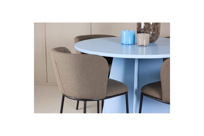 Matgrupp Bootcut Runt 110 cm Babyblå med 4st Edina Stolar Svart / Brun - Svart / Brun - Möbler - Bord & matgrupp - Matgrupp