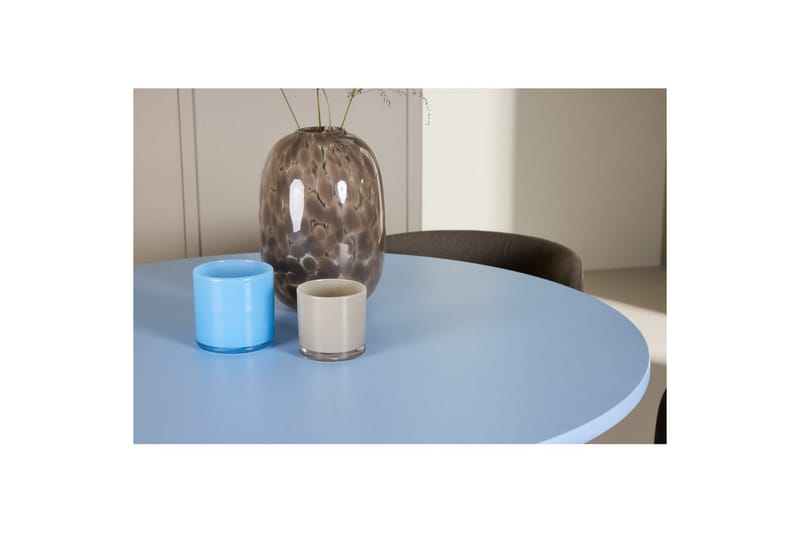 Matgrupp Bootcut Runt 110 cm Babyblå med 4st Edina Stolar Svart / Brun - Svart / Brun - Möbler - Bord & matgrupp - Matgrupp