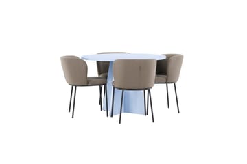 Matgrupp Bootcut Runt 110 cm Babyblå med 4st Edina Stolar Svart / Brun - Svart / Brun - Möbler - Bord & matgrupp - Matgrupp