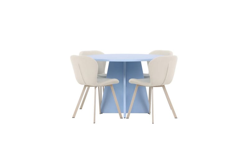 Matgrupp Bootcut Runt 110 cm Babyblå med 4st Lilja Stolar