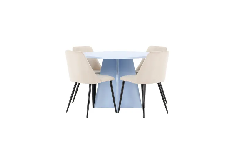 Matgrupp Bootcut Runt 110 cm Babyblå med 4st Night Stolar