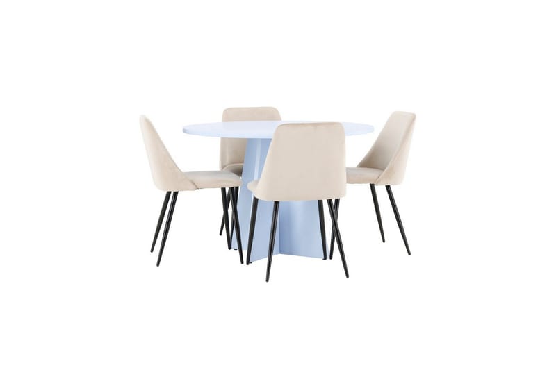 Matgrupp Bootcut Runt 110 cm Babyblå med 4st Night Stolar - Möbler - Bord & matgrupp - Matgrupp