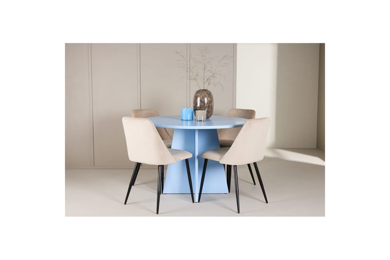 Matgrupp Bootcut Runt 110 cm Babyblå med 4st Night Stolar - Möbler - Bord & matgrupp - Matgrupp