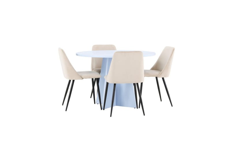 Matgrupp Bootcut Runt 110 cm Babyblå med 4st Night Stolar - Möbler - Bord & matgrupp - Matgrupp