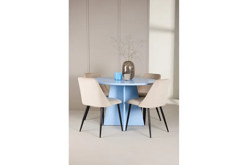Matgrupp Bootcut Runt 110 cm Babyblå med 4st Night Stolar - Möbler - Bord & matgrupp - Matgrupp