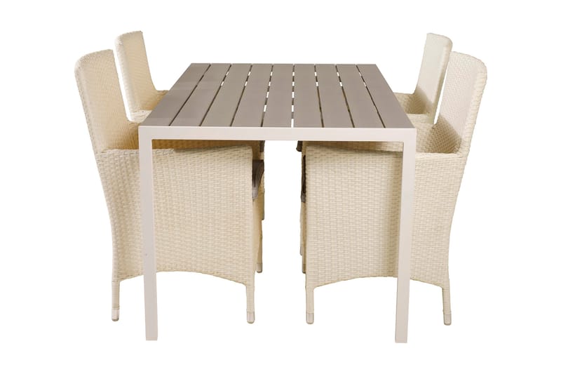 Buitepos Matgrupp inkl 4 Kalkfeld Karmstolar - Polywood/Vit - Möbler - Bord & matgrupp - Matgrupp