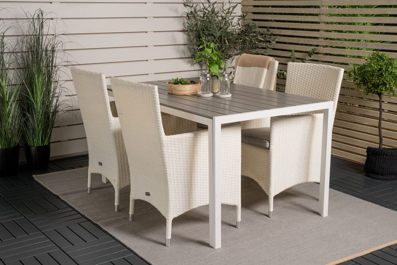 Buitepos Matgrupp inkl 4 Kalkfeld Karmstolar - Polywood/Vit - Möbler - Bord & matgrupp - Matgrupp