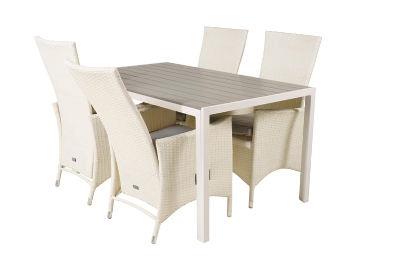 Buitepos Matgrupp inkl 4 Kasika Karmstolar - Polywood/Vit - Utemöbler & utemiljö - Utegrupp - Matgrupp utomhus