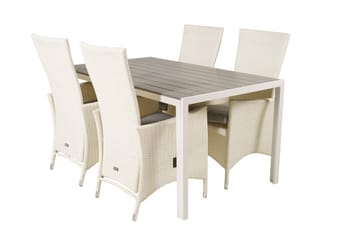 Buitepos Matgrupp inkl 4 Kasika Karmstolar - Polywood/Vit - Utemöbler & utemiljö - Utegrupp - Matgrupp utomhus