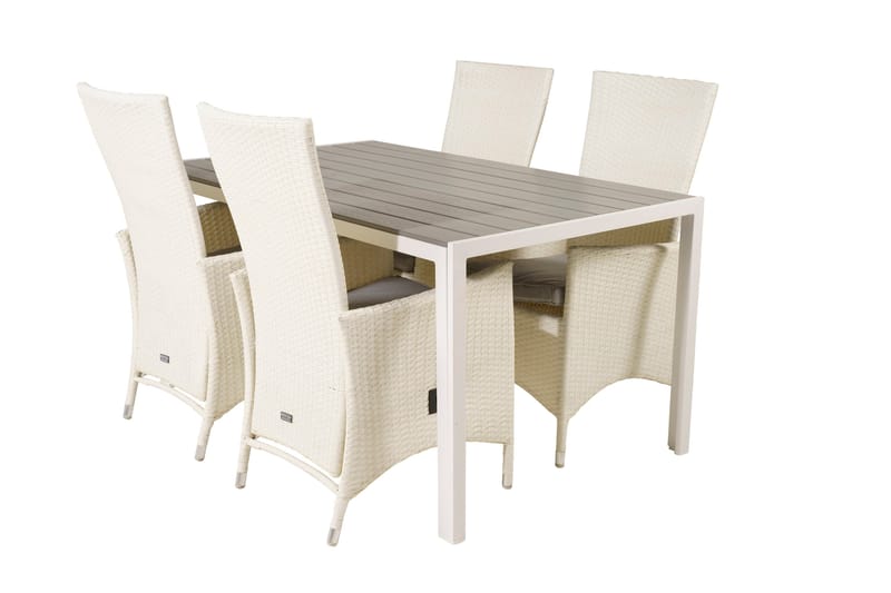 Buitepos Matgrupp inkl 4 Kasika Karmstolar - Polywood/Vit - Utemöbler & utemiljö - Utegrupp - Matgrupp utomhus