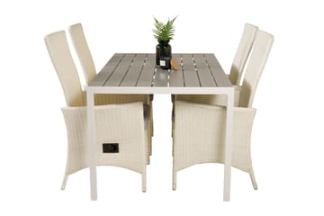 Buitepos Matgrupp inkl 4 Kasika Karmstolar - Polywood/Vit - Utemöbler & utemiljö - Utegrupp - Matgrupp utomhus