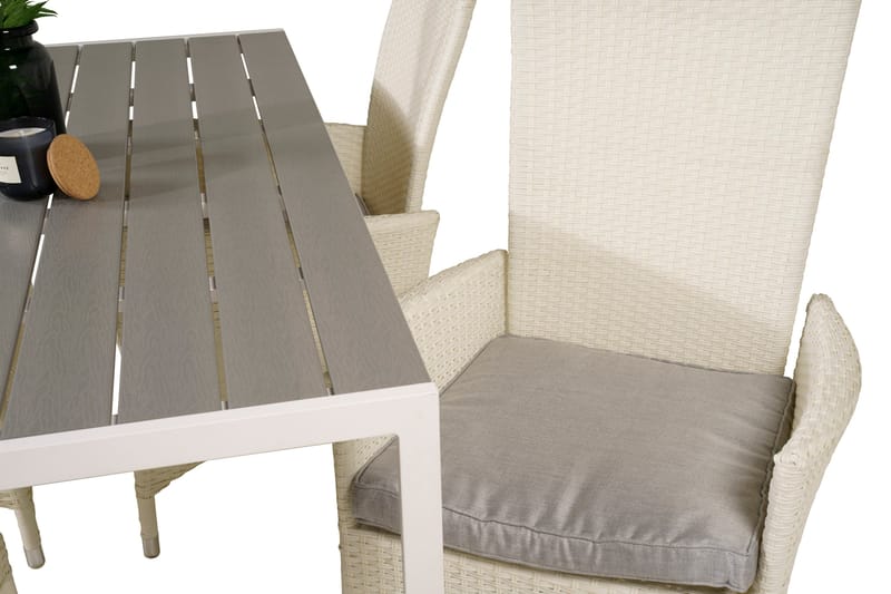 Buitepos Matgrupp inkl 4 Kasika Karmstolar - Polywood/Vit - Utemöbler & utemiljö - Utegrupp - Matgrupp utomhus