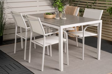 Buitepos Matgrupp inkl 4 Langstrand Karmstolar - Polywood/Vit - Utemöbler & utemiljö - Utegrupp - Matgrupp utomhus