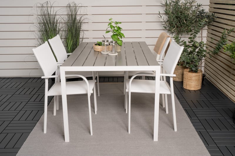 Buitepos Matgrupp inkl 4 Langstrand Karmstolar - Polywood/Vit - Utemöbler & utemiljö - Utegrupp - Matgrupp utomhus