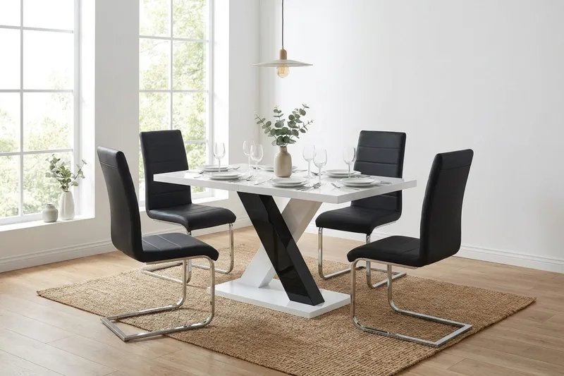 Matgrupp Cesi 14 0cm med 4 Cibus stolar - Vit - Möbler - Bord & matgrupp - Matgrupp