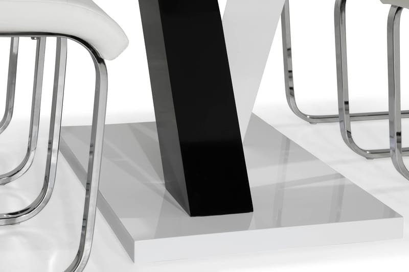 Cesi Matgrupp 140 cm med 4 Cibus Stol - Vit/Svart/Svart PU/Krom - Möbler - Bord & matgrupp - Matgrupp