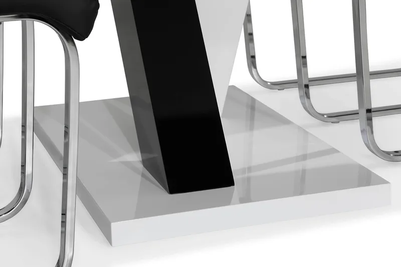 Cesi Matgrupp 140 cm med 4 Cibus Stol - Vit/Svart/Svart PU/Krom - Möbler - Bord & matgrupp - Matgrupp