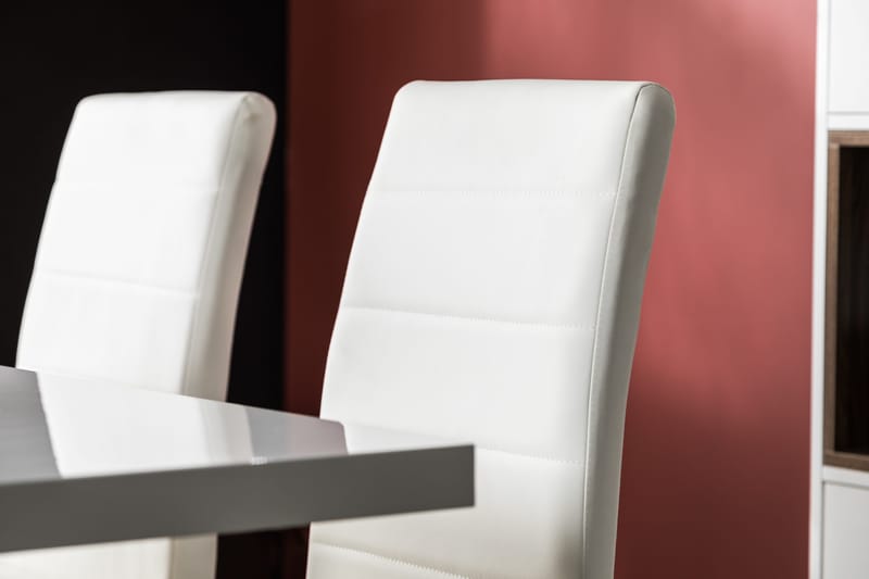 Cesi Matgrupp 140 cm med 4 Cibus Stol - Vit/Svart/Svart PU/Krom - Möbler - Bord & matgrupp - Matgrupp