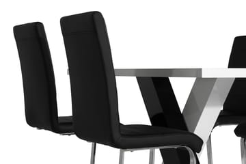 Cesi Matgrupp 140 cm med 4 Cibus Stol - Vit/Svart/Svart PU/Krom - Möbler - Bord & matgrupp - Matgrupp