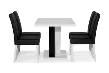 Cesi Matgrupp 140 cm med 4 Viktor Stol - Vit/Svart/Svart PU - Möbler - Bord & matgrupp - Matgrupp