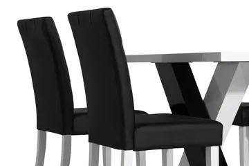 Cesi Matgrupp 140 cm med 4 Viktor Stol - Vit/Svart/Svart PU - Möbler - Bord & matgrupp - Matgrupp