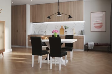 Cesi Matgrupp 140 cm med 4 Viktor Stol - Vit/Svart/Svart PU - Möbler - Bord & matgrupp - Matgrupp