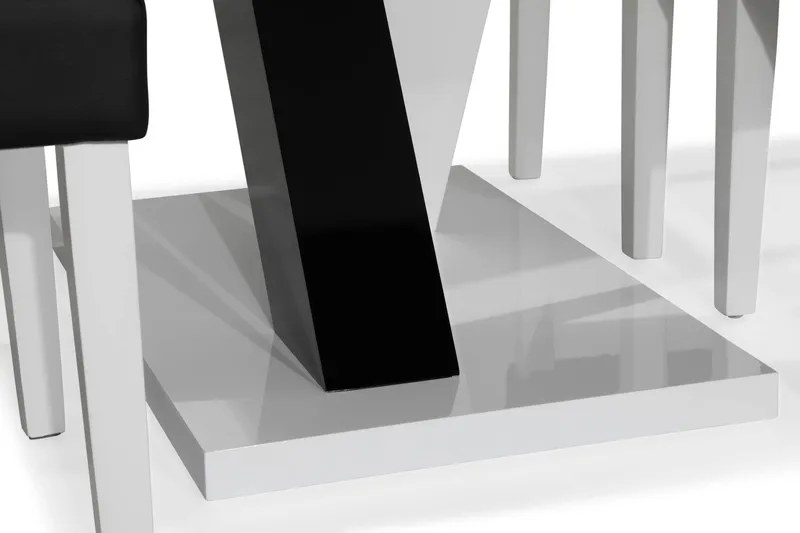 Cesi Matgrupp 140 cm med 4 Viktor Stol - Vit/Svart/Svart PU - Möbler - Bord & matgrupp - Matgrupp