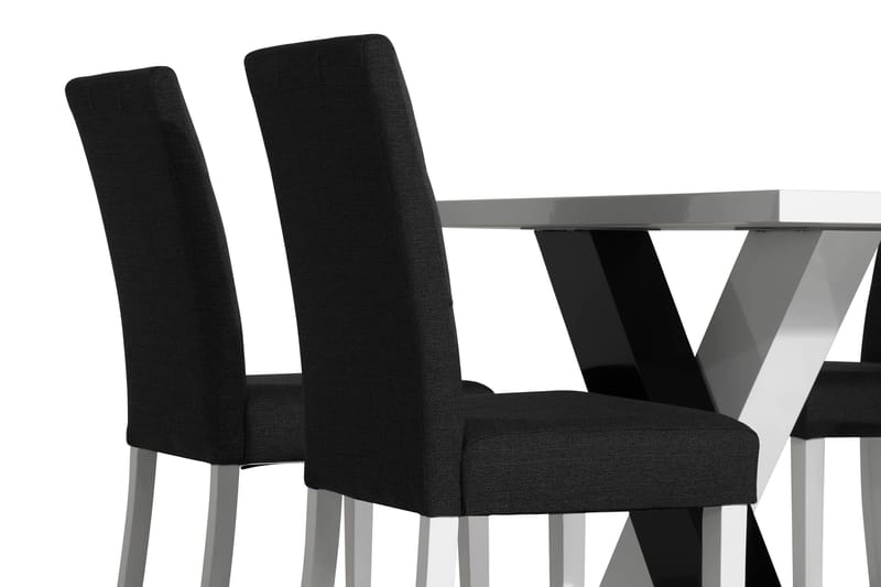 Cesi Matgrupp 140 cm med 4 Viktor Stol - Vit/Svart/Svart PU - Möbler - Bord & matgrupp - Matgrupp