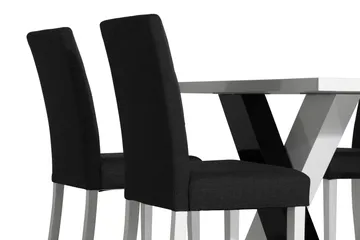 Cesi Matgrupp 140 cm med 4 Viktor Stol - Vit/Svart/Svart PU - Möbler - Bord & matgrupp - Matgrupp