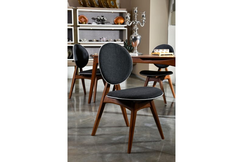 Charbel Matgrupp 160 cm med 4 matstolar - Valnöt/Antracit - Möbler - Bord & matgrupp - Matgrupp