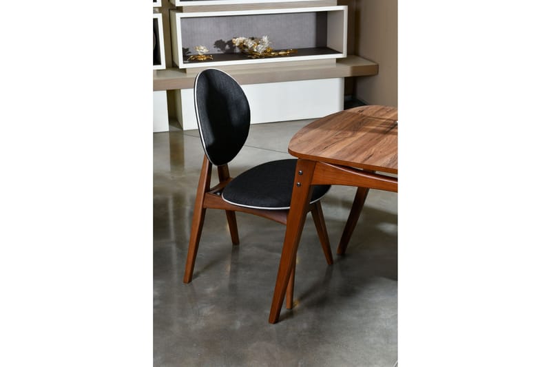 Charbel Matgrupp 160 cm med 4 matstolar - Valnöt/Antracit - Möbler - Bord & matgrupp - Matgrupp