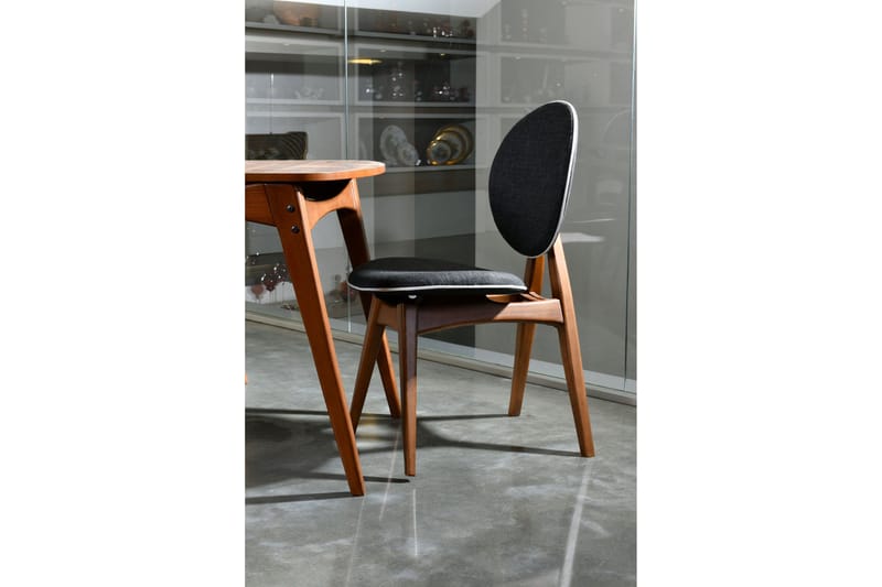 Charbel Matgrupp 160 cm med 4 matstolar - Valnöt/Antracit - Möbler - Bord & matgrupp - Matgrupp