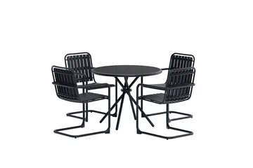 Matgrupp Chios 90 cm med 4 Stolar Utomhus - Svart - Möbler - Bord & matgrupp - Matgrupp