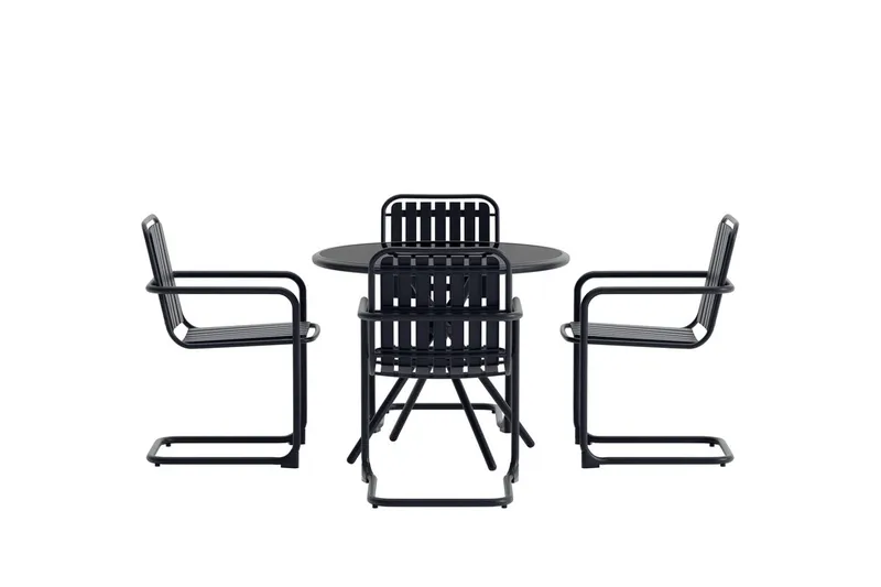 Matgrupp Chios 90 cm med 4 Stolar Utomhus - Svart - Möbler - Bord & matgrupp - Matgrupp