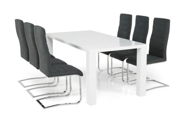 Cibus Matgrupp 180 cm med 6 Cibus Stol - Vit/Mörkgrå - Möbler - Bord & matgrupp - Matgrupp