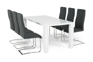 Cibus Matgrupp 180 cm med 6 Cibus Stol - Vit/Mörkgrå - Möbler - Bord & matgrupp - Matgrupp