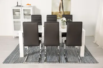 Cibus Matgrupp 180 cm med 6 Stolar - Vit/Svart Konstläder - Möbler - Bord & matgrupp - Matgrupp